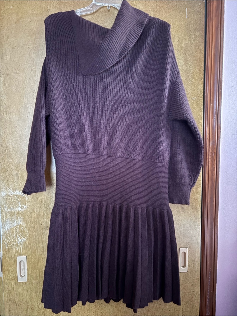 SHEIN Brown Off-Shoulder Ribbed sweater Mini Dress - Picture 7 of 8